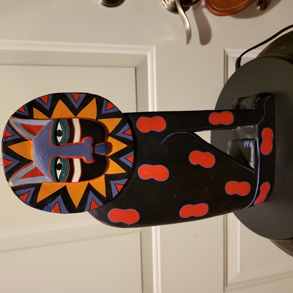 Laurel Burch Vintage Wooden Cat Kitty Statue Hand Carved
